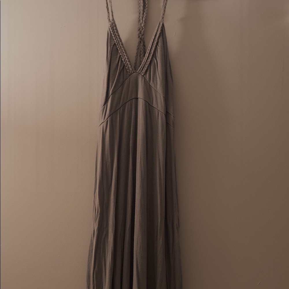 tan spaghetti strap maxi dress